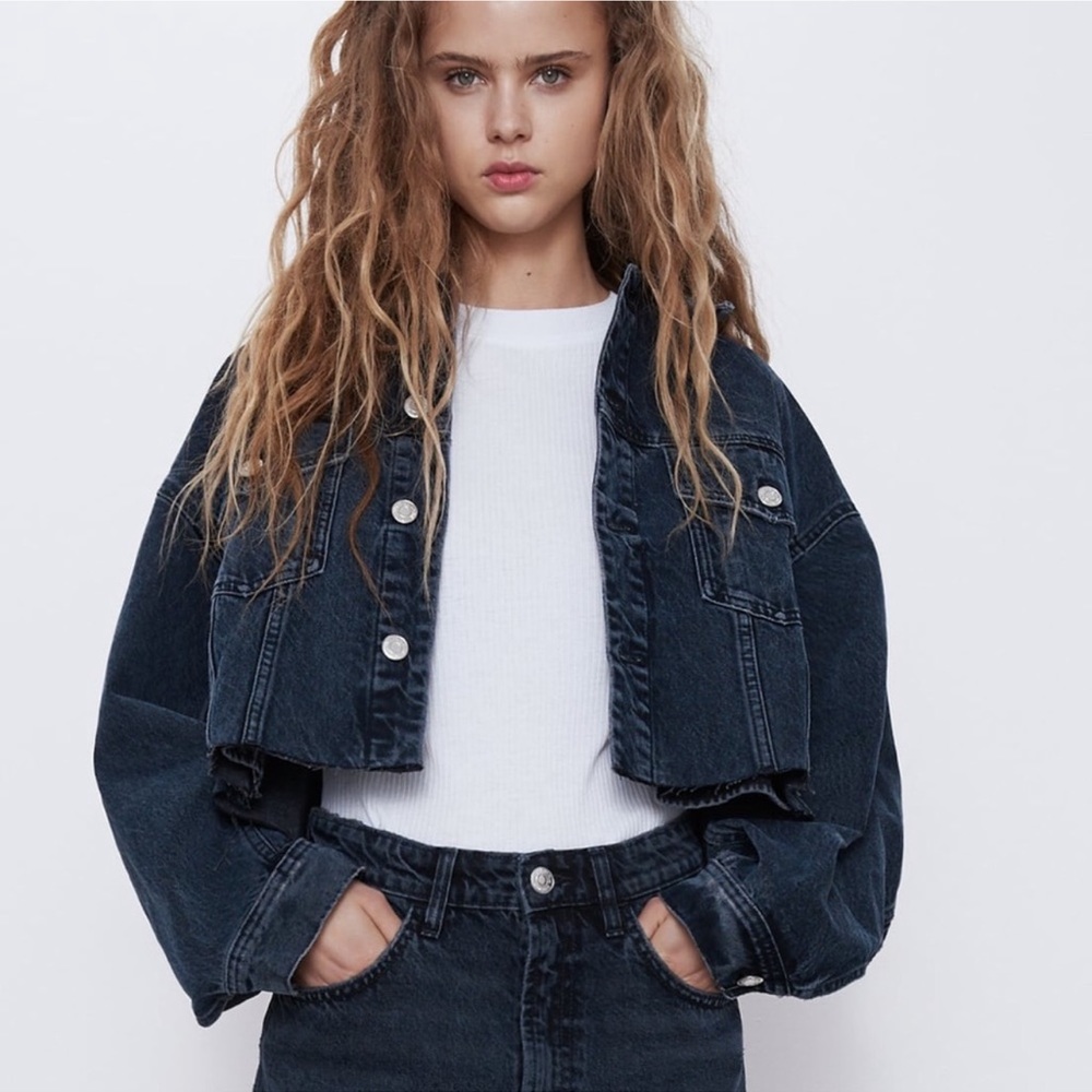 Black Zara crop Jean jacket
